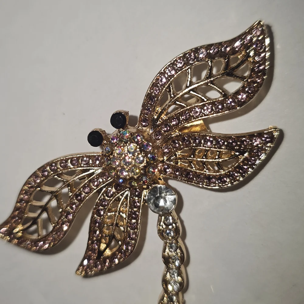 ⚡Stunning Vintage-Style Rhinestone Dragonfly Brooch Collection - Multi-Color Lot